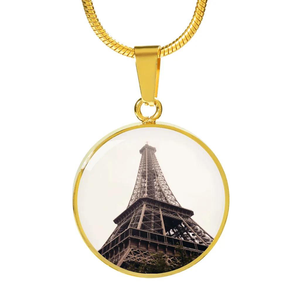 Eiffel Tower Luxury Pendant Necklace and Bangle - Gold,Silver