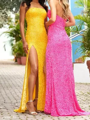 Elegant Sequins Sheath Prom Dresses with Side Split, WGP162