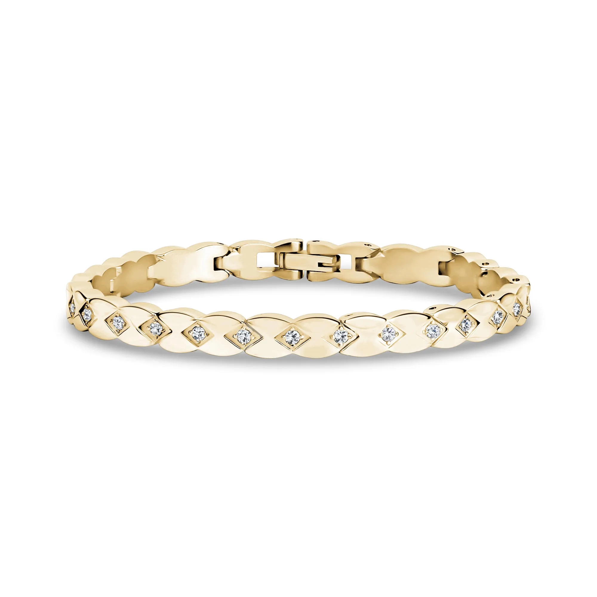 Elegant Stone-Set Link Bracelet