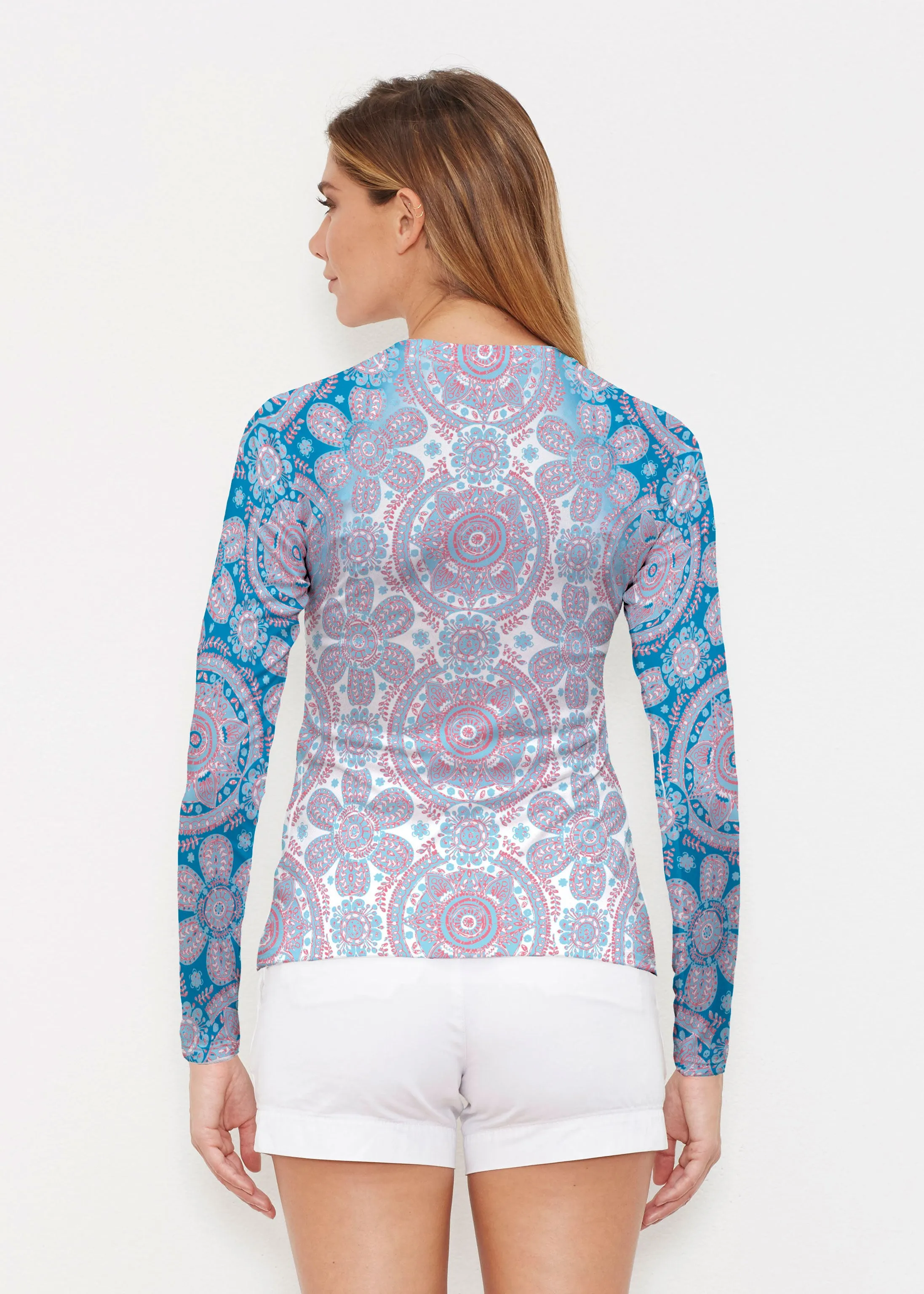 Etched Mod Blue (8033) ~ Long Sleeve Rash Guard
