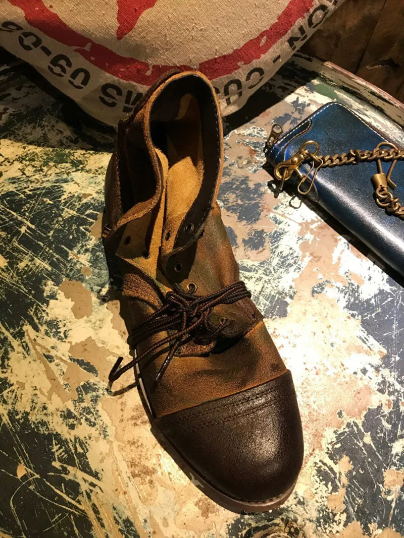 Fall Men's Shoes Brown Genuine Leather Boots Runway Ankle Vintage Booties