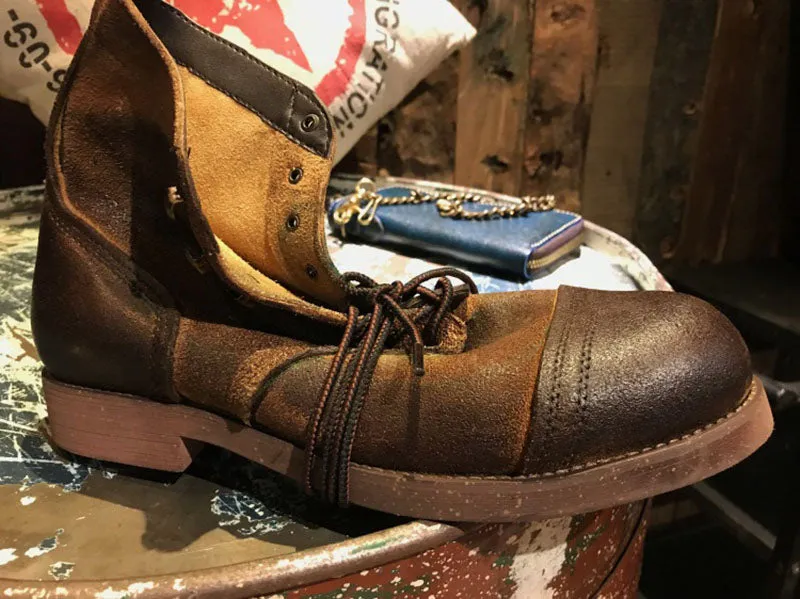 Fall Men's Shoes Brown Genuine Leather Boots Runway Ankle Vintage Booties