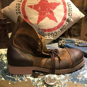 Fall Men's Shoes Brown Genuine Leather Boots Runway Ankle Vintage Booties