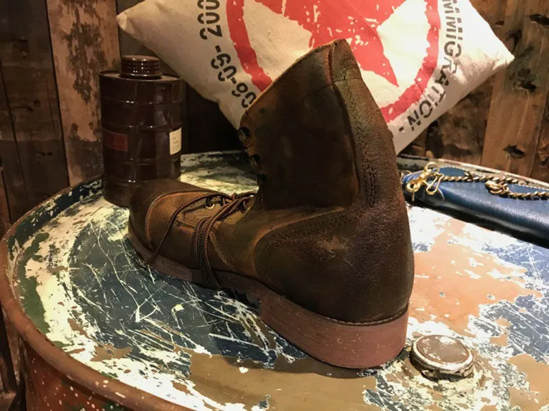 Fall Men's Shoes Brown Genuine Leather Boots Runway Ankle Vintage Booties