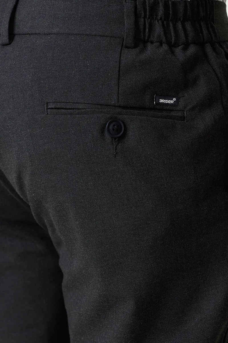 Flexi Fit - Black Stretchable Formal Trousers For Men | Ariser