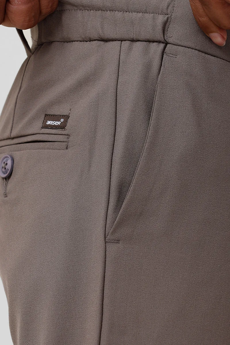 Flexi Fit - Light Brown Stretchable Formal Trousers For Men | Ariser