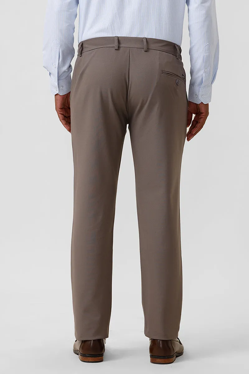 Flexi Fit - Light Brown Stretchable Formal Trousers For Men | Ariser