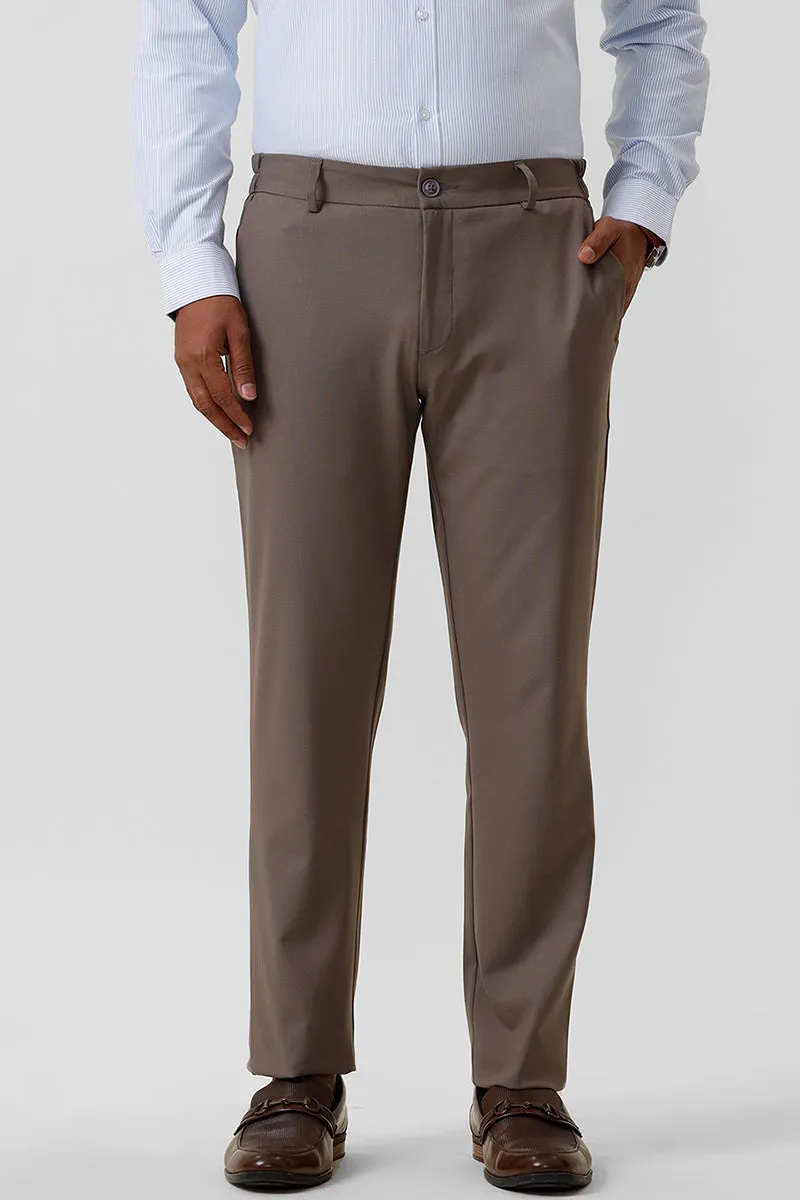 Flexi Fit - Light Brown Stretchable Formal Trousers For Men | Ariser