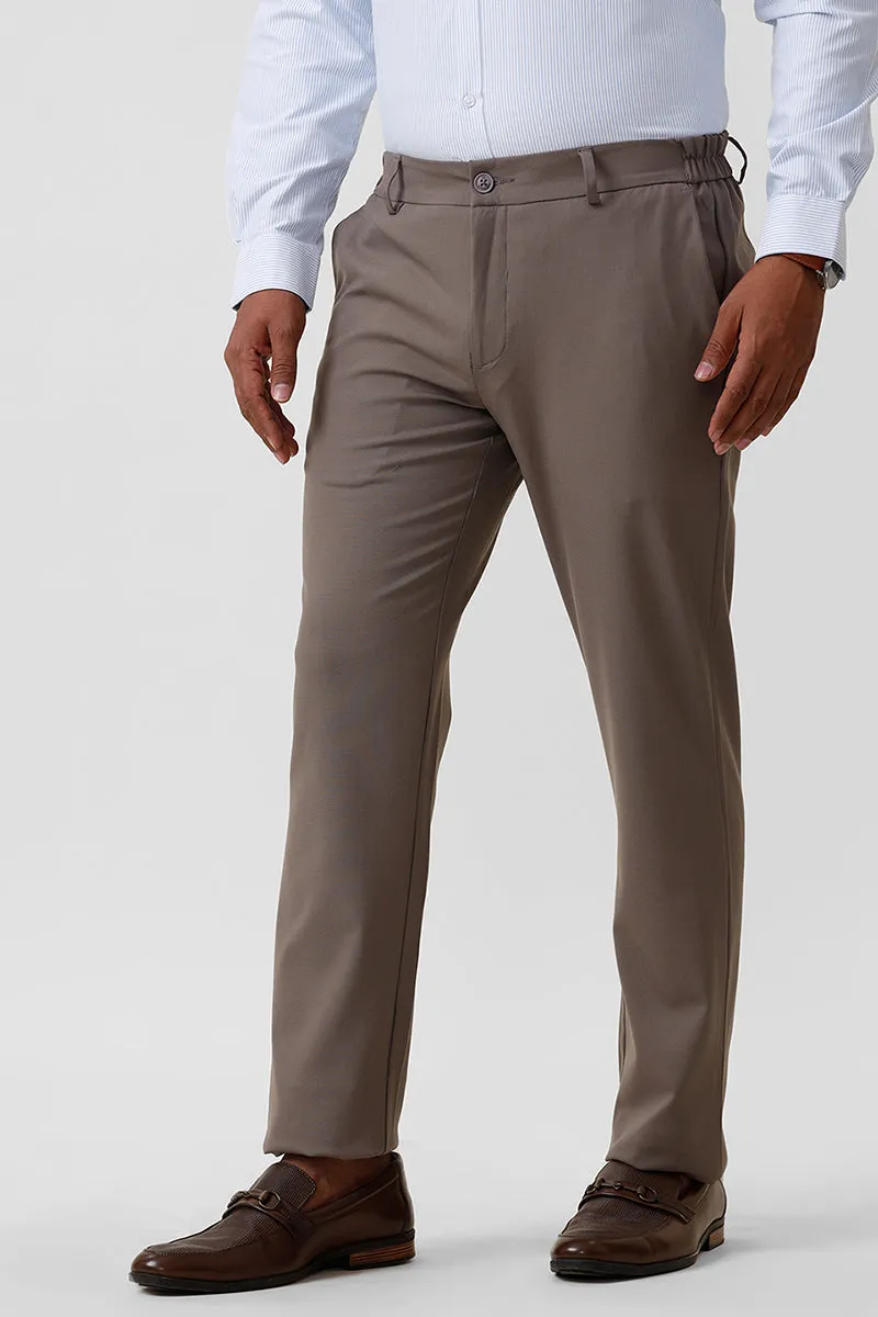 Flexi Fit - Light Brown Stretchable Formal Trousers For Men | Ariser