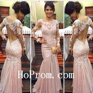 Flower Pink Prom Dresses,Long Prom Dress,Evening Dress