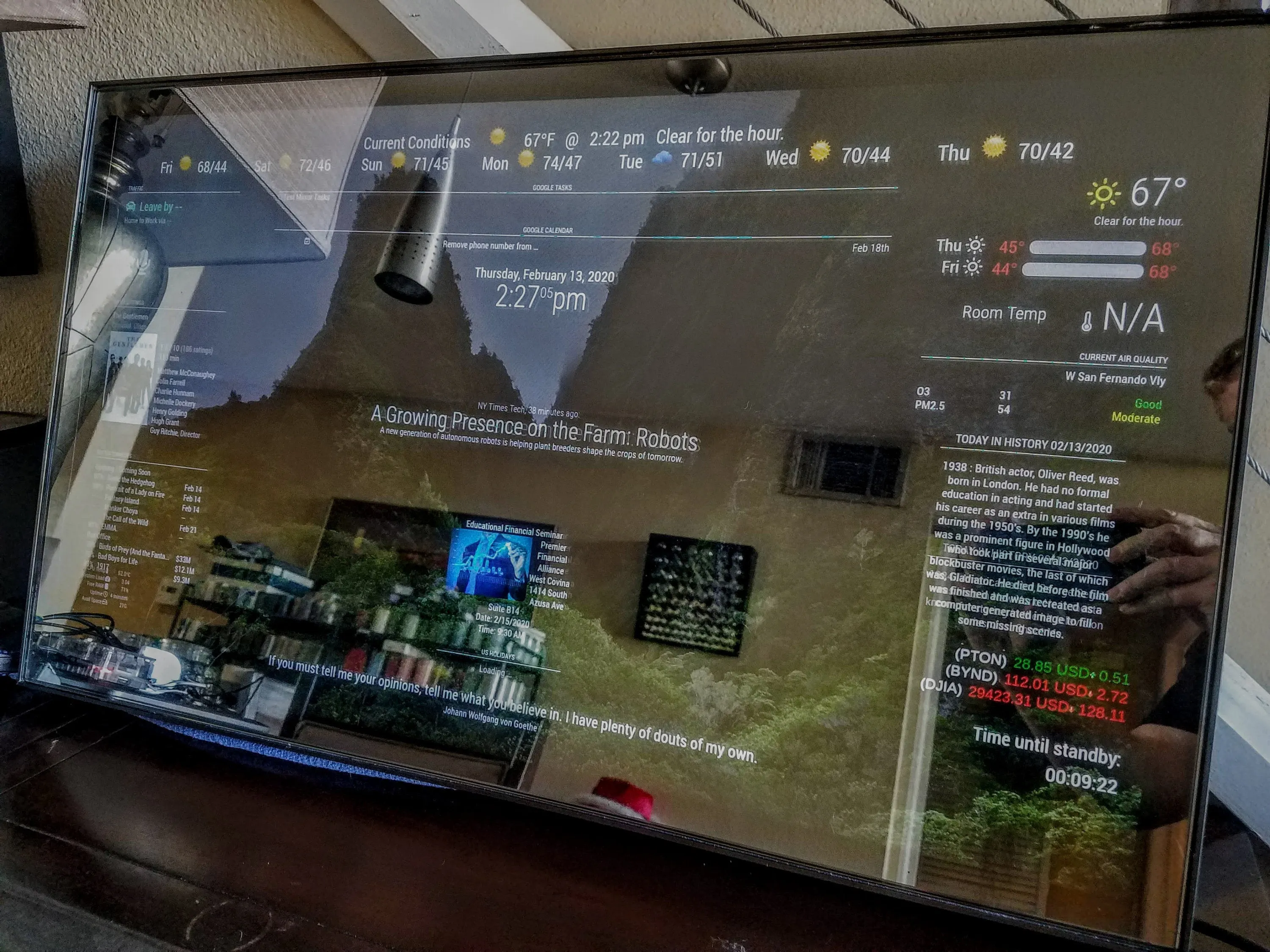 Framed Google Assistant Smart Mirror - 32" Samsung 4K QLED in 19"X30"X2" Satin Black Aluminum Frame