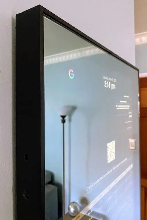 Framed Google Assistant Smart Mirror - 32" Samsung 4K QLED in 19"X30"X2" Satin Black Aluminum Frame