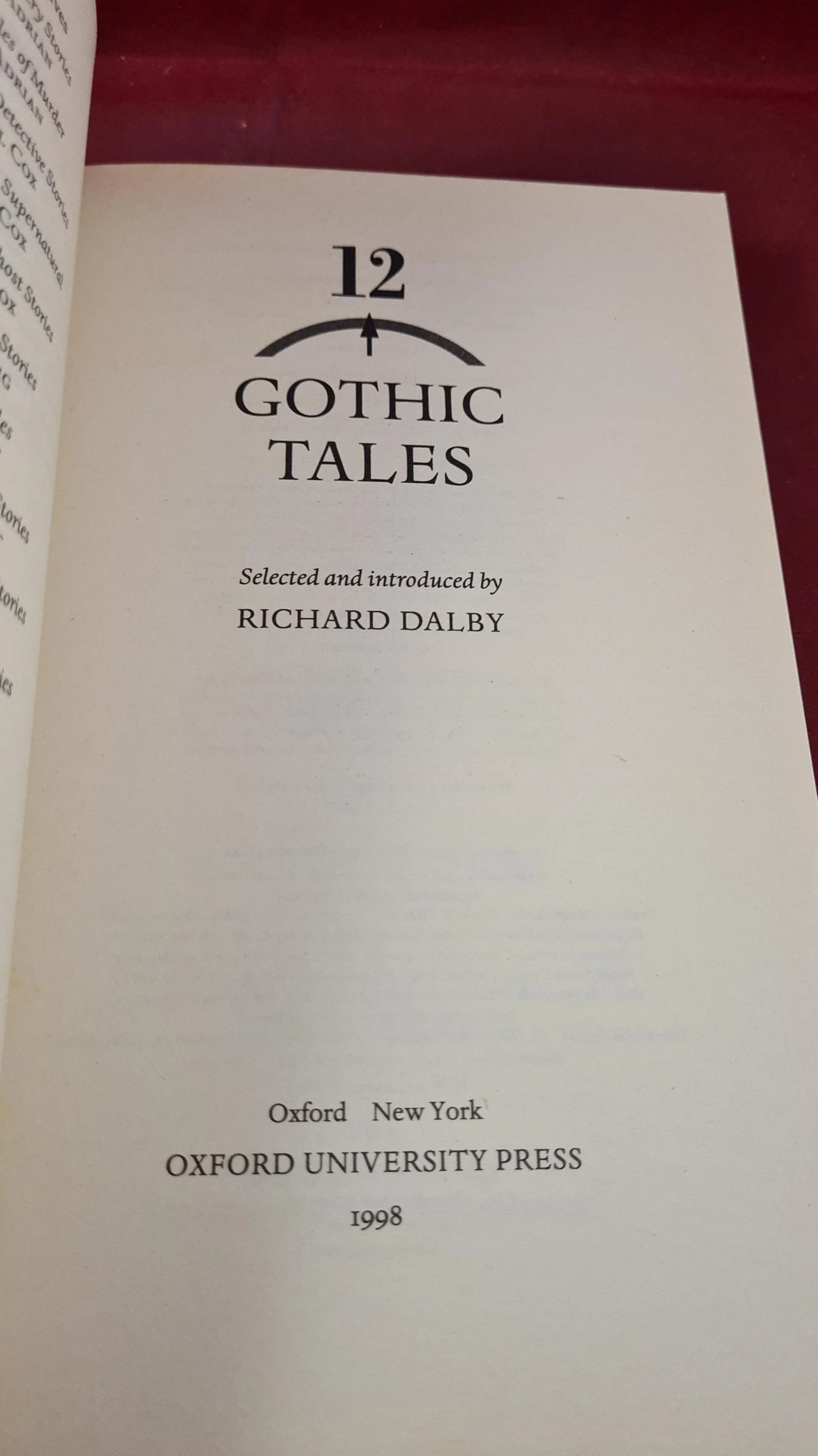 FREE WHEN PURCHASED WITH ANOTHER BOOK 12 Gothic Tales, 1998, First Edition