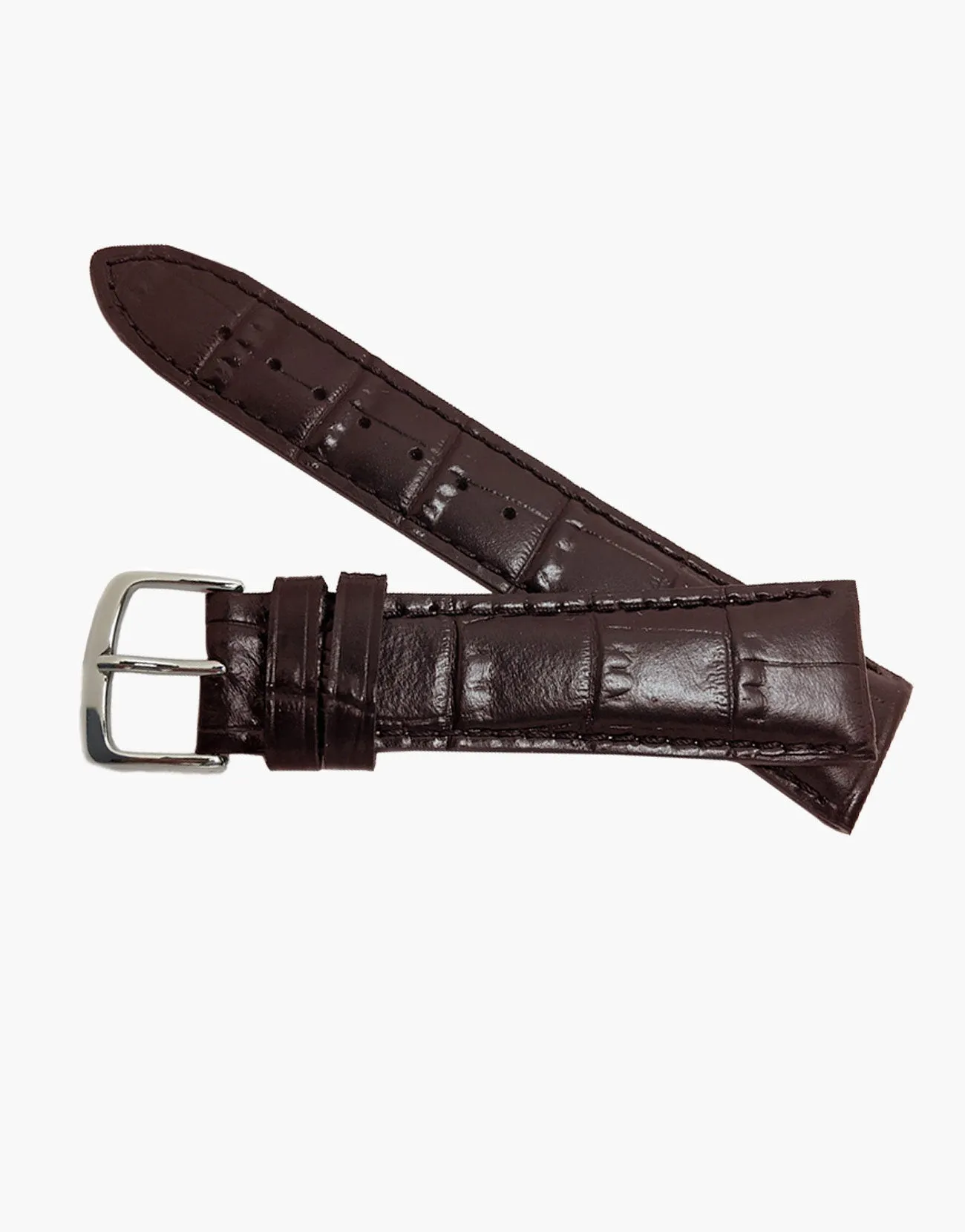 Genuine Calf Skin Brown Gator Grain Watch Band-Hadley-Roma MS837