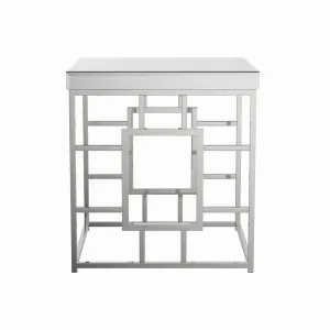 Geometric Square End Chrome End Table in Chrome