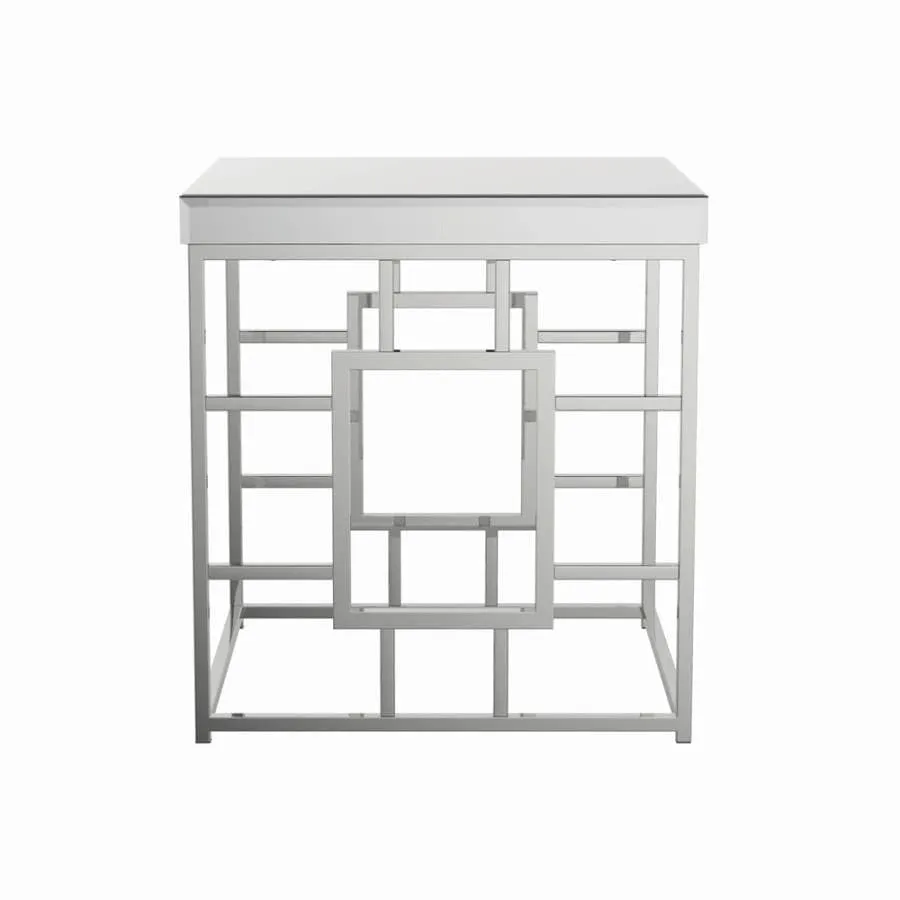 Geometric Square End Chrome End Table in Chrome
