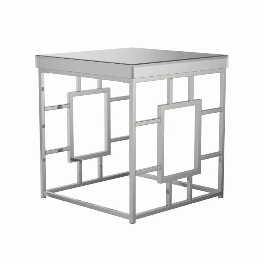 Geometric Square End Chrome End Table in Chrome