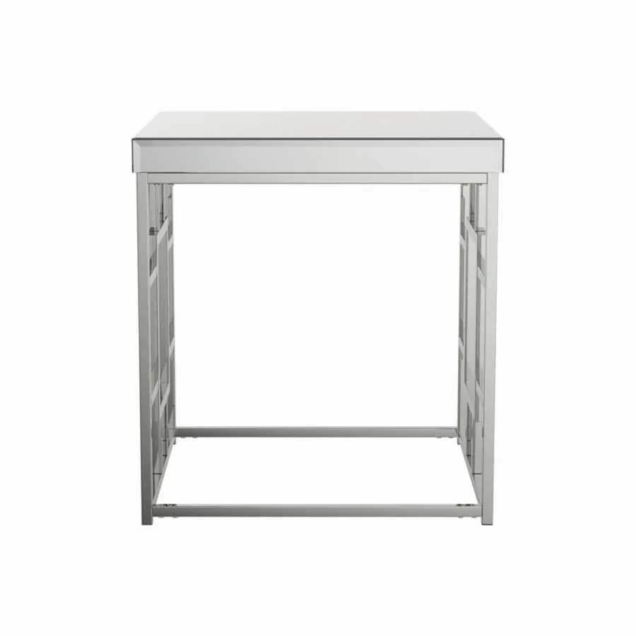 Geometric Square End Chrome End Table in Chrome