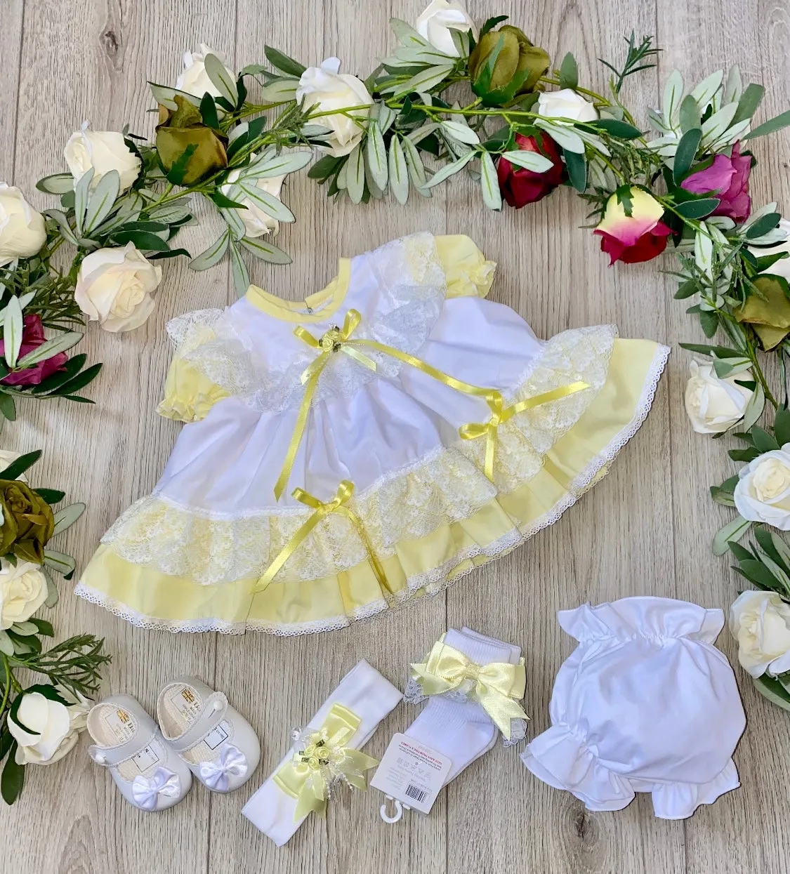 Gillytots Baby Girls Lemon Frilly layered Dress