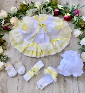 Gillytots Baby Girls Lemon Frilly layered Dress