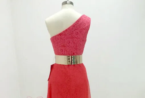 Gold Belt Prom Dresses,Red Prom Dress,Evening Dresses