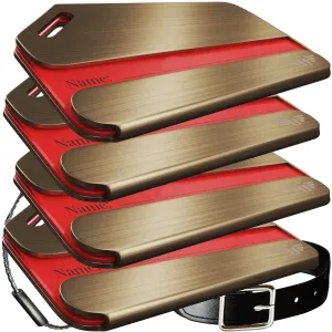 Gold Bronze Four Pack Metal Luggage Tag