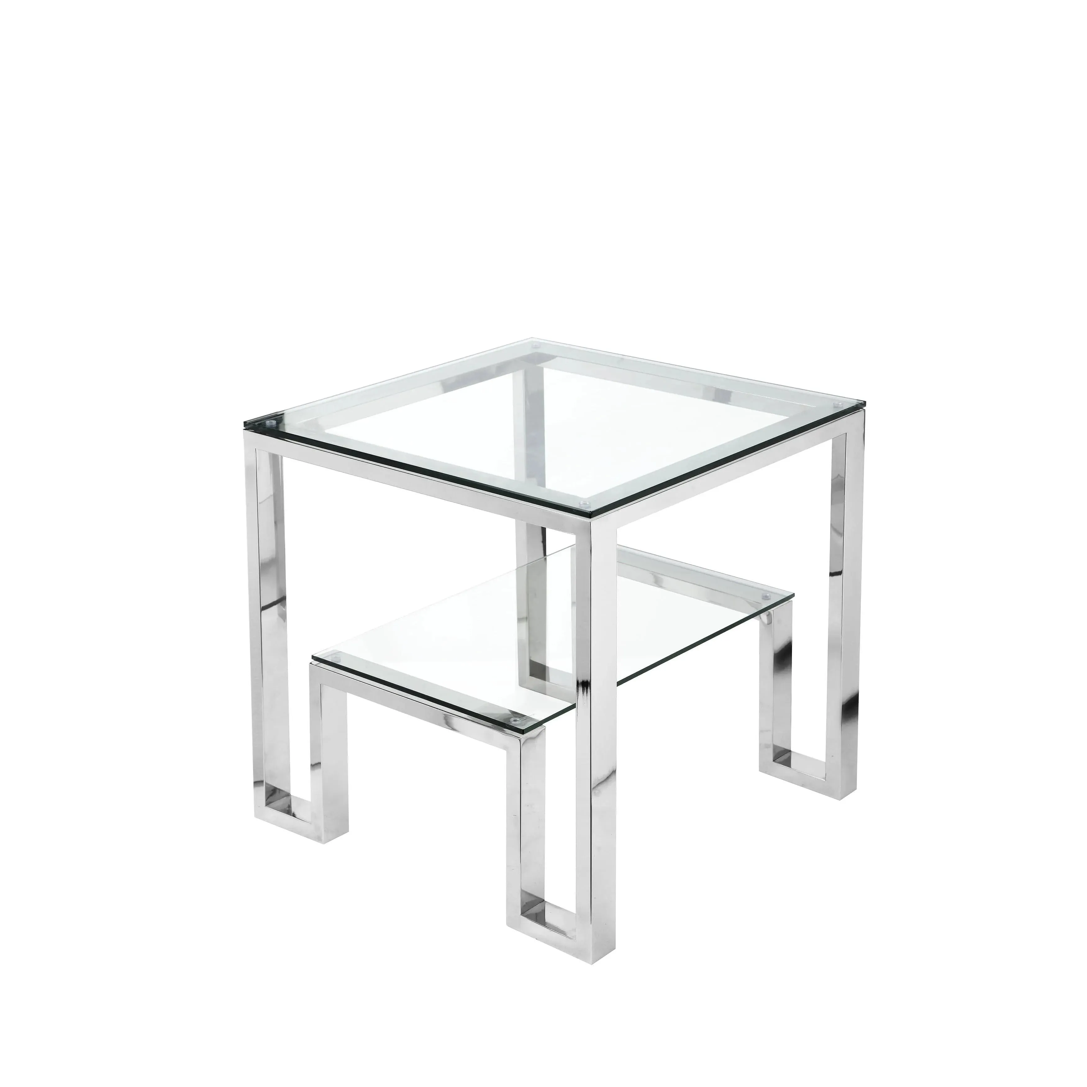 Gold High Polished Glass Side Table