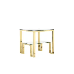 Gold High Polished Glass Side Table