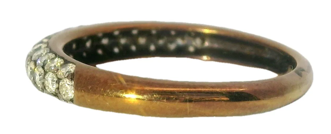 Gorgeous 18K Pink Rose Gold Pave Diamond Wedding Band Ring