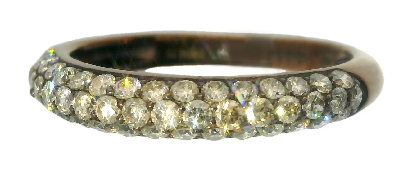 Gorgeous 18K Pink Rose Gold Pave Diamond Wedding Band Ring