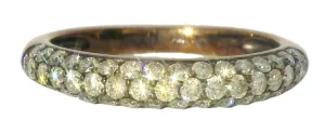 Gorgeous 18K Pink Rose Gold Pave Diamond Wedding Band Ring