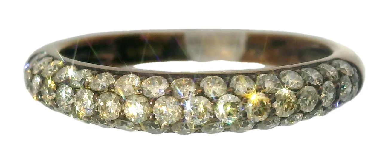 Gorgeous 18K Pink Rose Gold Pave Diamond Wedding Band Ring