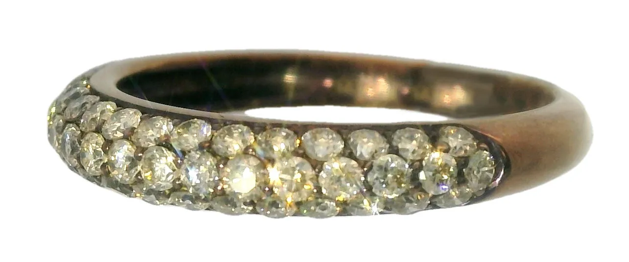 Gorgeous 18K Pink Rose Gold Pave Diamond Wedding Band Ring
