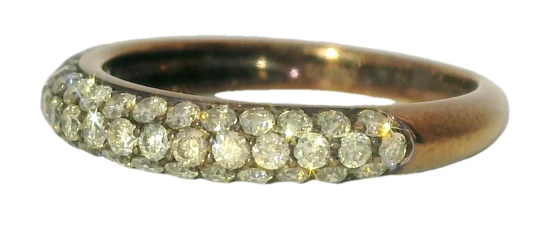 Gorgeous 18K Pink Rose Gold Pave Diamond Wedding Band Ring