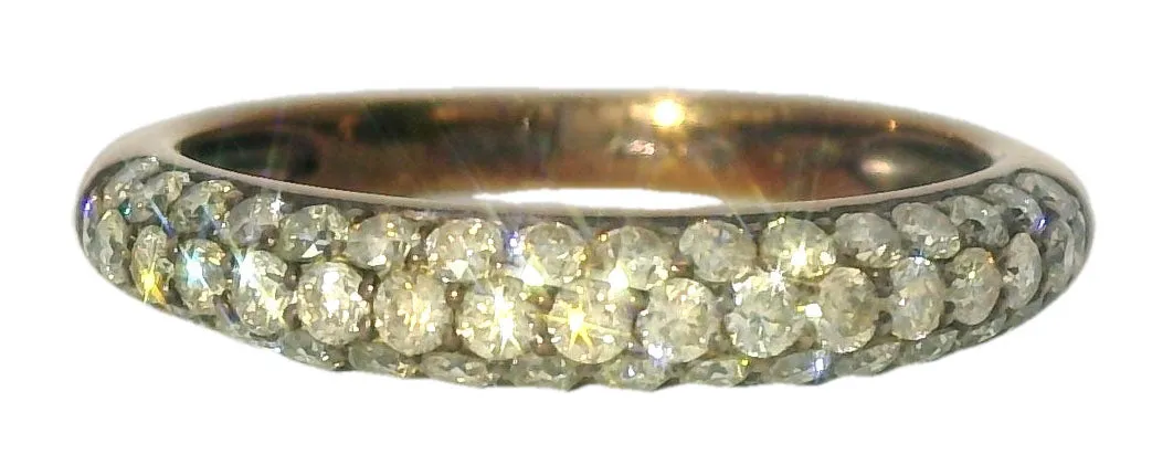 Gorgeous 18K Pink Rose Gold Pave Diamond Wedding Band Ring