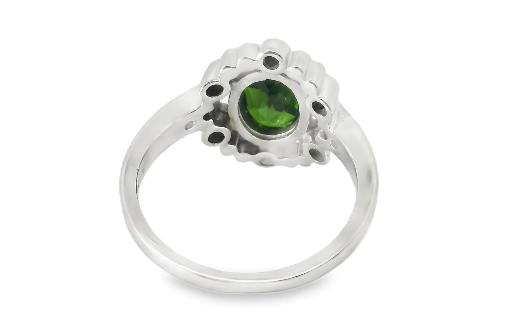 Gorgeous Estate 14K White Gold Green Tourmaline Diamond Ring