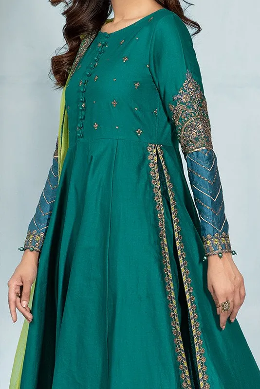 Green Dress Pakistani in Classic Frock Trouser Style