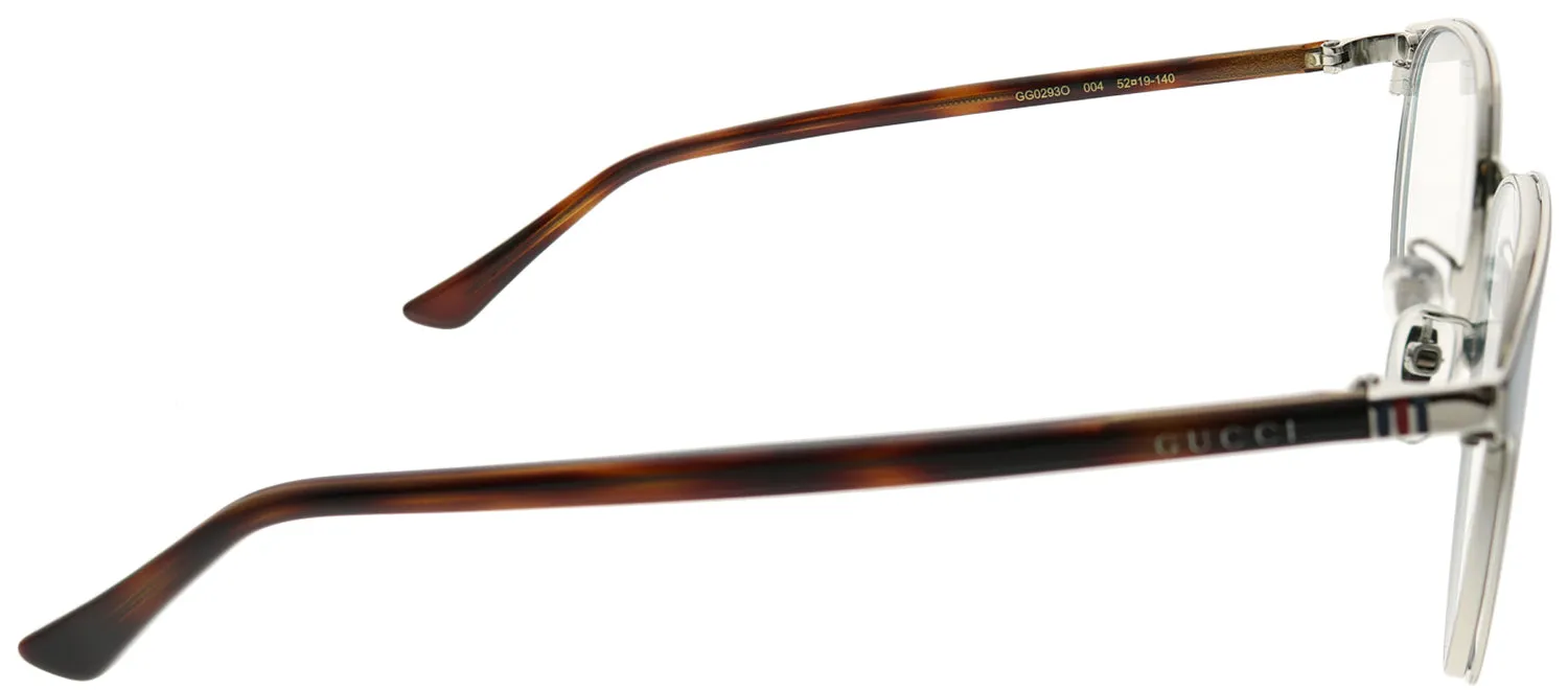 Gucci GG 0293O 004 Round Metal Blue Eyeglasses with Demo Lens