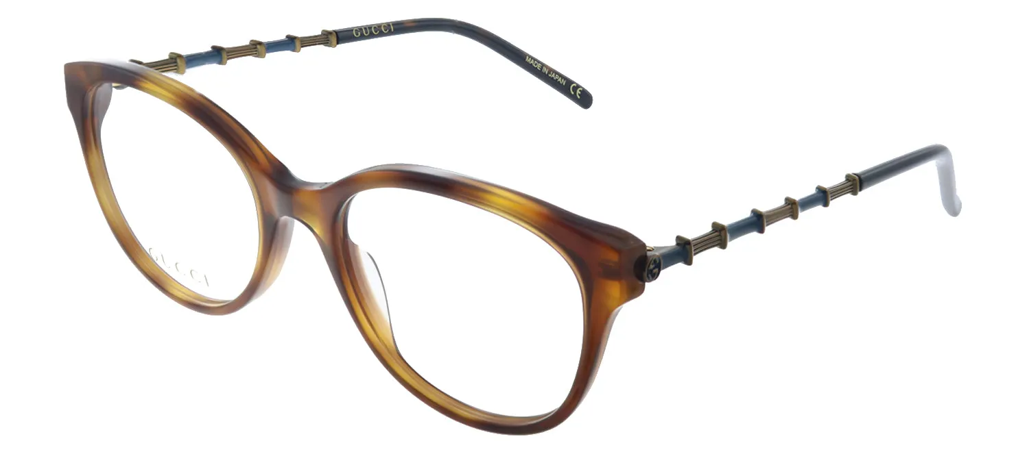 Gucci GG 0656O 002 Cat-Eye Acetate Havana Eyeglasses with Demo Lens
