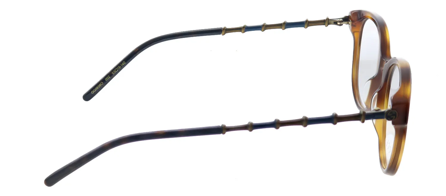 Gucci GG 0656O 002 Cat-Eye Acetate Havana Eyeglasses with Demo Lens