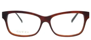 Gucci GG 0657O 002 Rectangle Acetate Havana Eyeglasses with Demo Lens