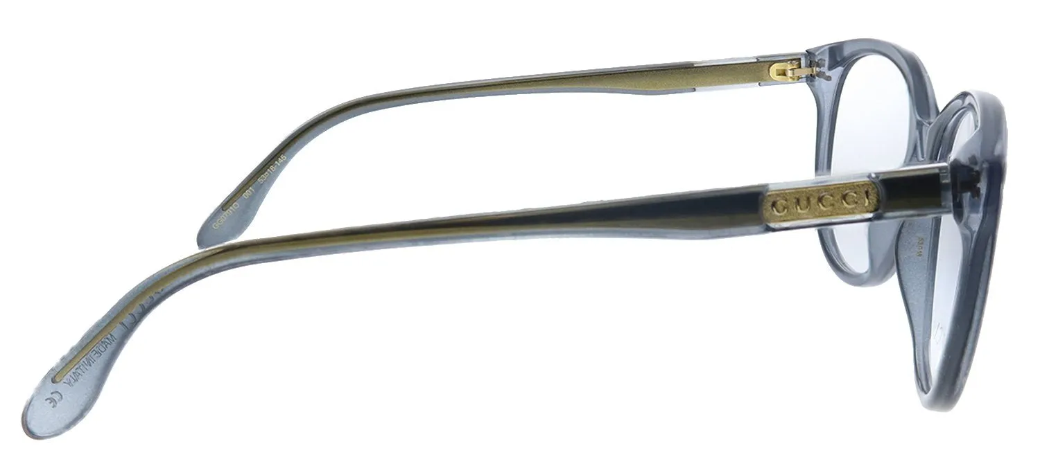 Gucci GG 0791O 001 Rectangle Acetate Grey Eyeglasses with Demo Lens