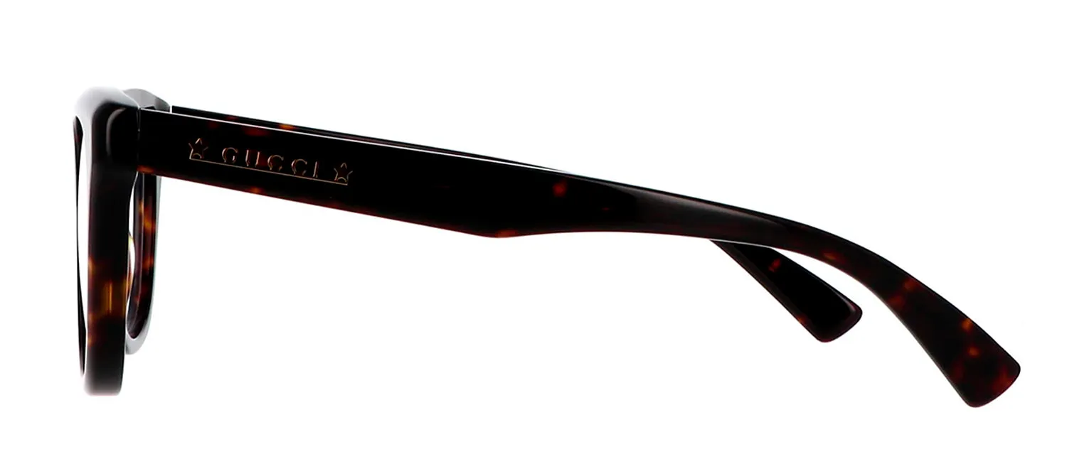 Gucci GG 1173O 002 Square Plastic Havana Eyeglasses with Logo Stamped Demo Lenses