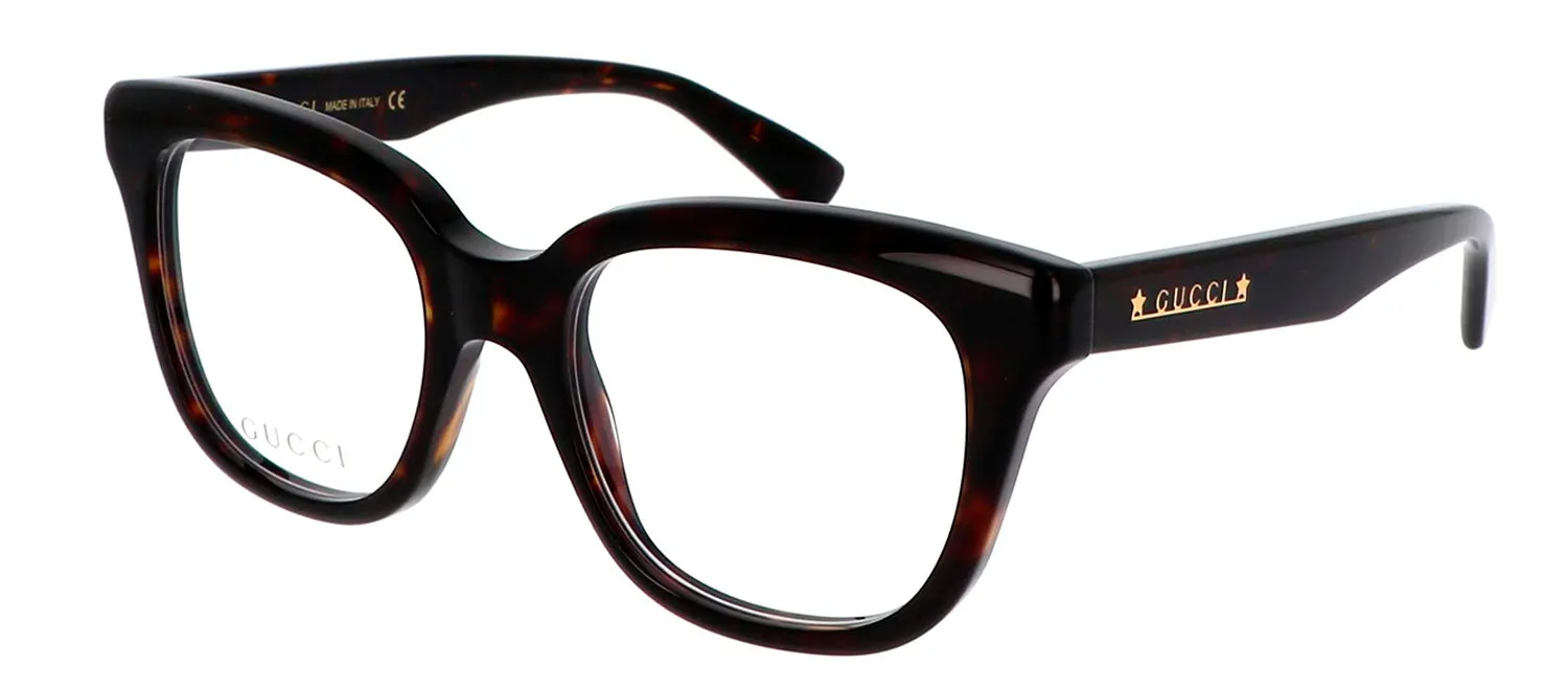 Gucci GG 1173O 002 Square Plastic Havana Eyeglasses with Logo Stamped Demo Lenses