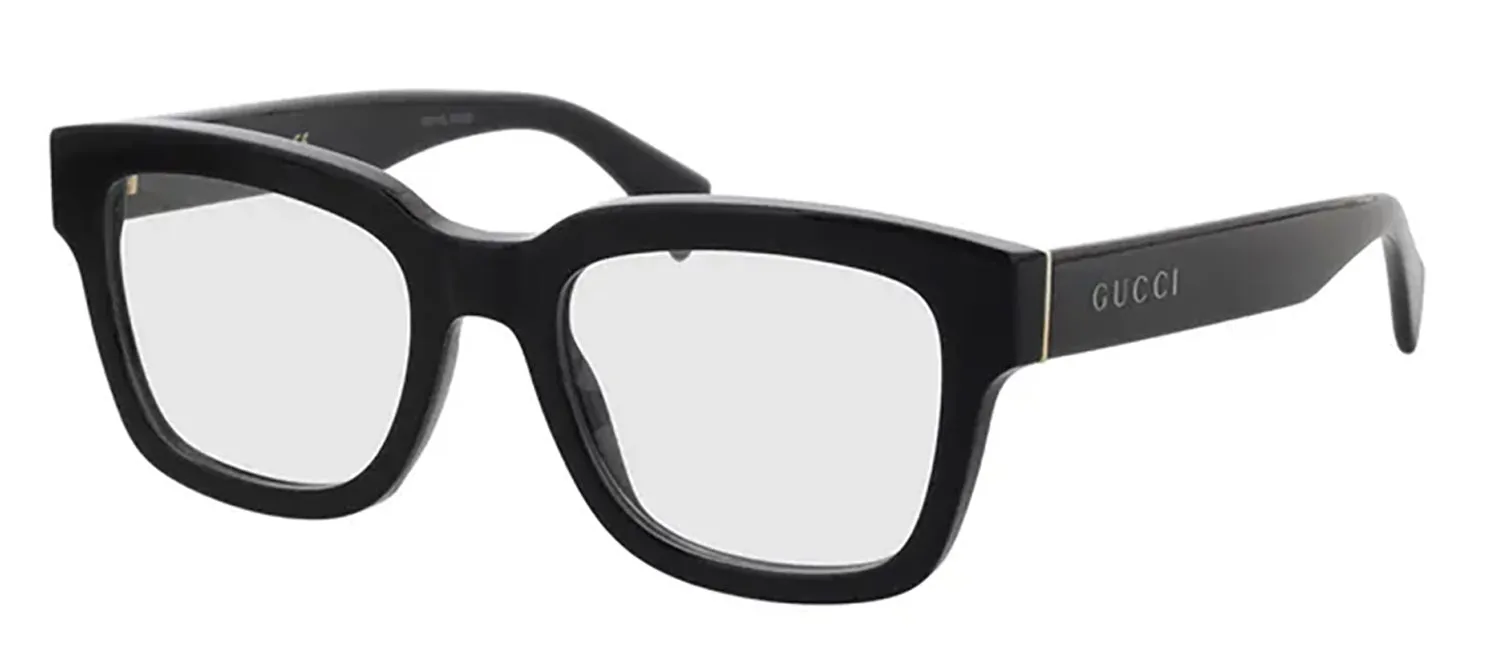 Gucci GUCCI LOGO GG 1138O 001 Square Plastic Black Eyeglasses with Logo Stamped Demo Lenses