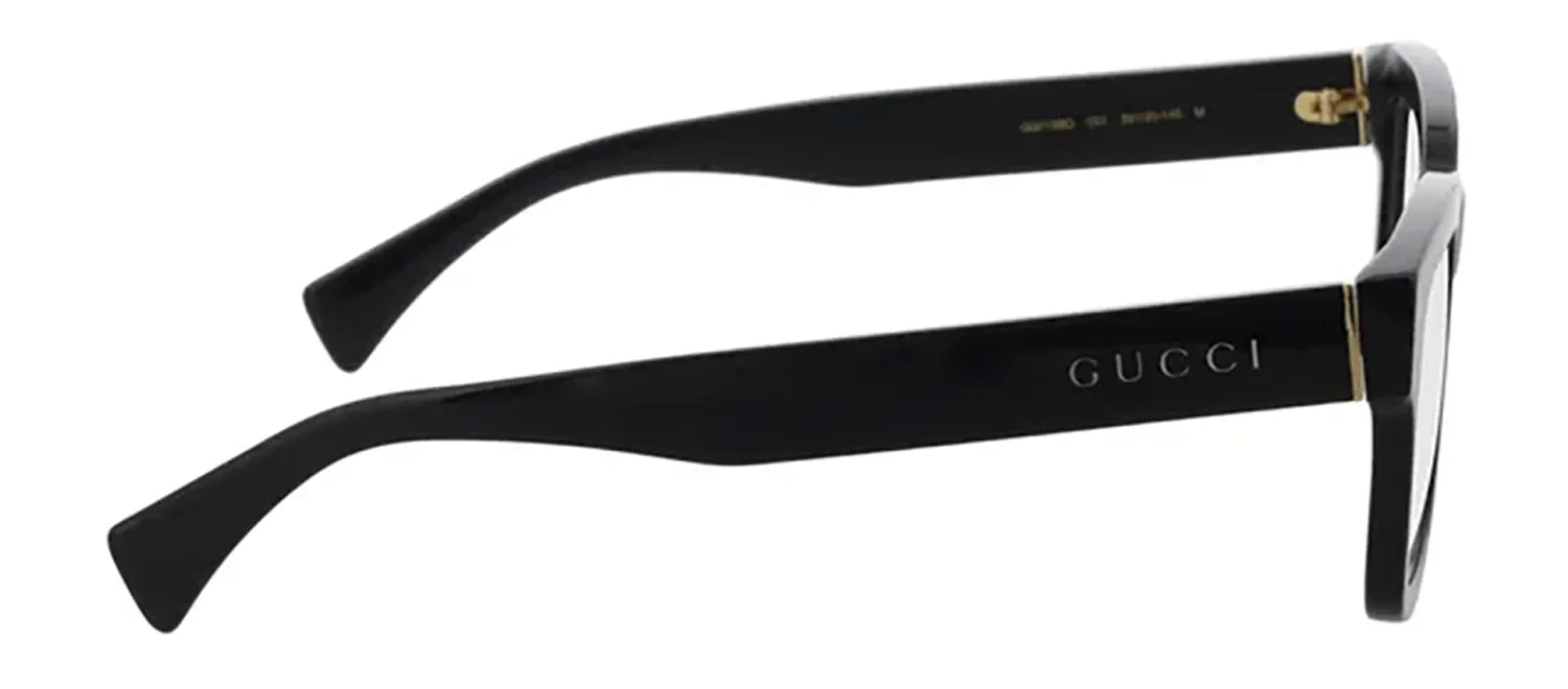 Gucci GUCCI LOGO GG 1138O 001 Square Plastic Black Eyeglasses with Logo Stamped Demo Lenses