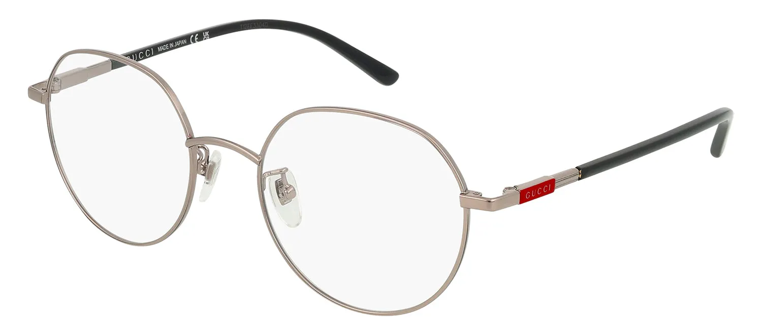 Gucci GUCCI LOGO GG 1349O 001 Round Metal Gunmetal Eyeglasses with Logo Stamped Demo Lenses