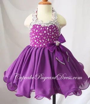 Halter Glass Crystal Infant/toddler/baby/children/kids Glitz Baby Doll Dress