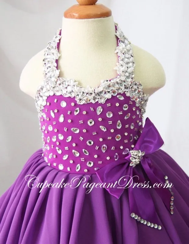 Halter Glass Crystal Infant/toddler/baby/children/kids Glitz Baby Doll Dress
