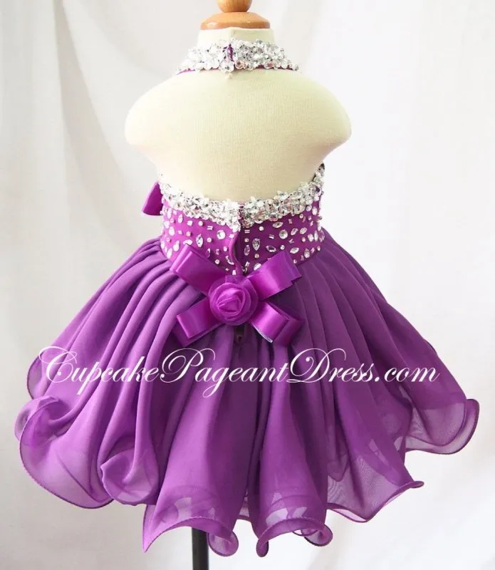 Halter Glass Crystal Infant/toddler/baby/children/kids Glitz Baby Doll Dress